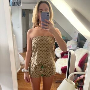 Stylish Tan Strapless Romper